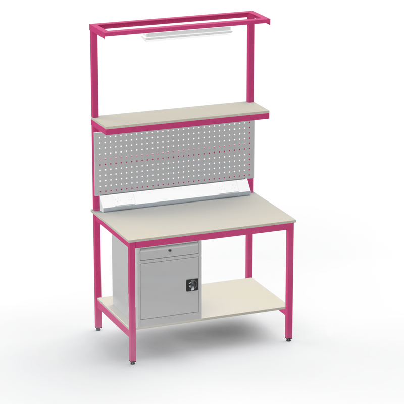 Electronics ESD Workbench | Anti-Static Worktop | Cupboard With Drawer | Tool Panel | Lighting Rail & Electrical