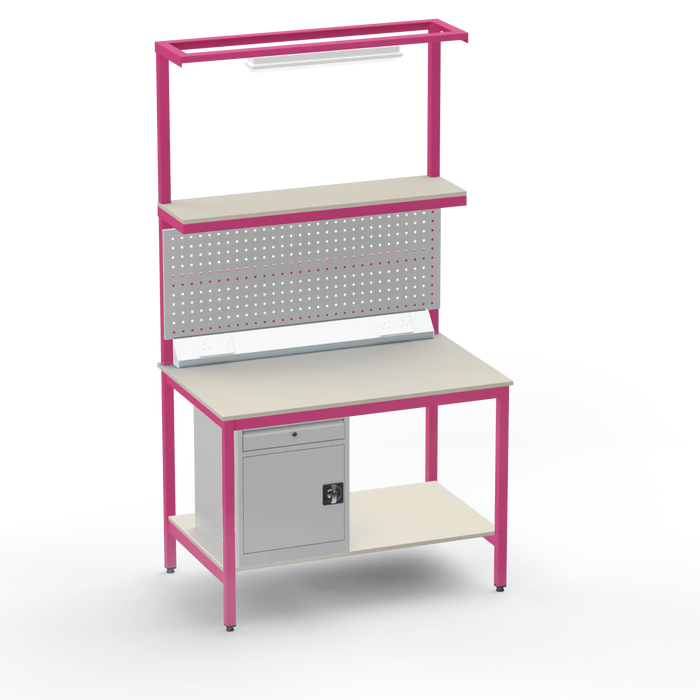 Electronics ESD Workbench | Anti-Static Worktop | Cupboard With Drawer | Tool Panel | Lighting Rail & Electrical