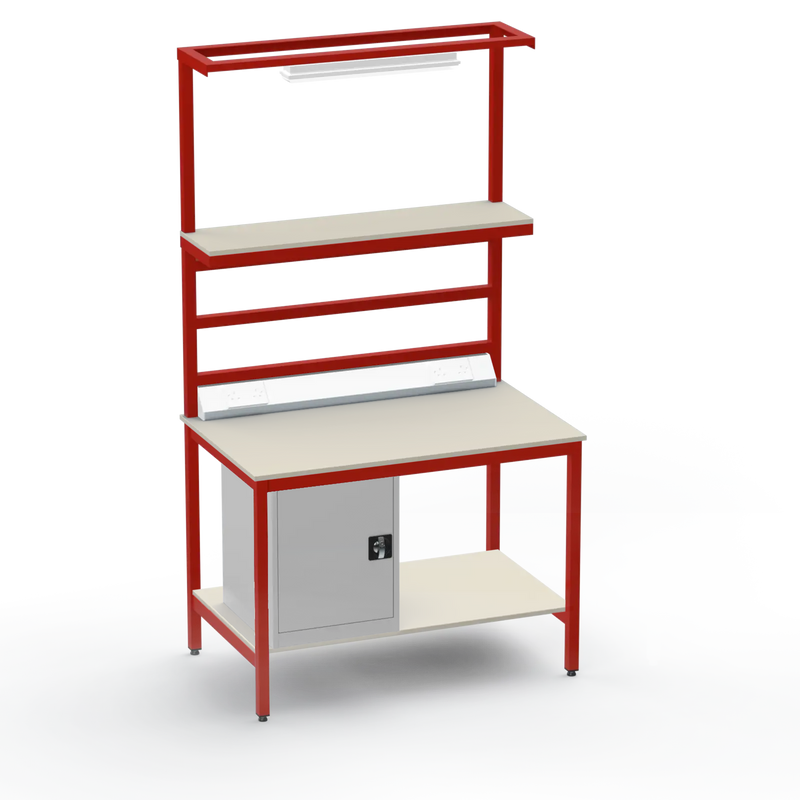 Electronics ESD Workbench | Anti-Static Worktop | Cupboard & Upper & Lower Shelves & Lighting & Electrical