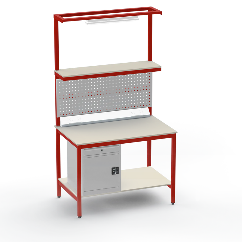 Electronics ESD Workbench | Anti-Static Worktop | Cupboard With Drawer | Tool Panel | Lighting Rail & Electrical