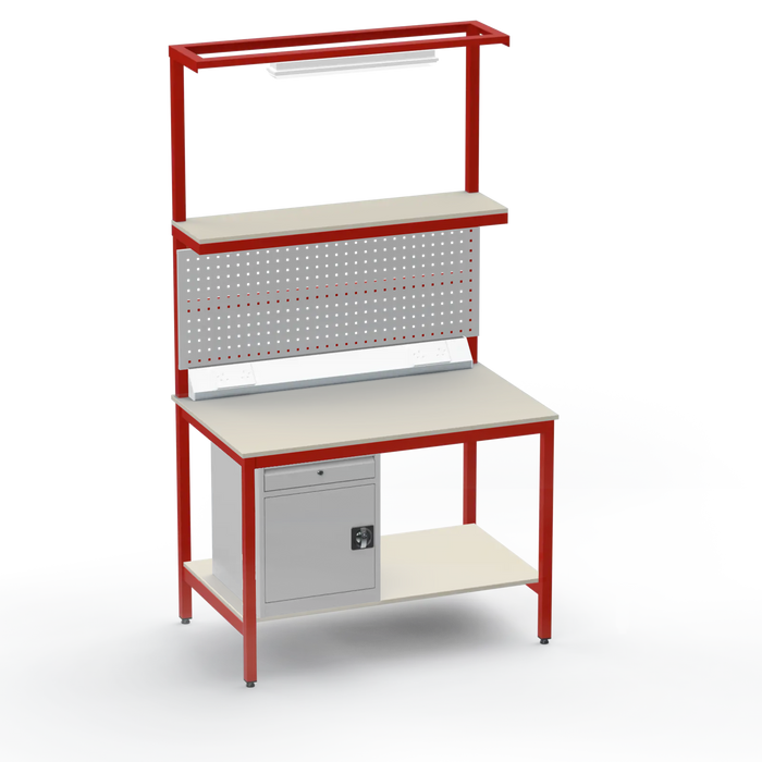 Electronics ESD Workbench | Anti-Static Worktop | Cupboard With Drawer | Tool Panel | Lighting Rail & Electrical
