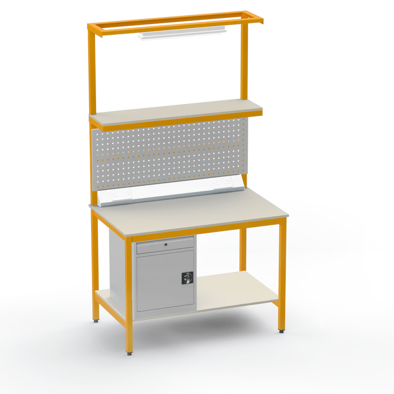 Electronics ESD Workbench | Anti-Static Worktop | Cupboard With Drawer | Tool Panel | Lighting Rail & Electrical