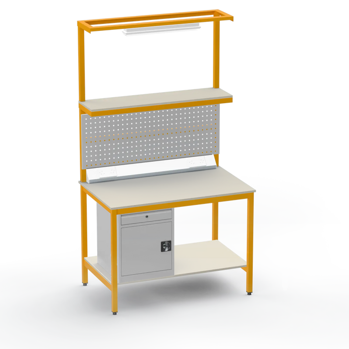 Electronics ESD Workbench | Anti-Static Worktop | Cupboard With Drawer | Tool Panel | Lighting Rail & Electrical