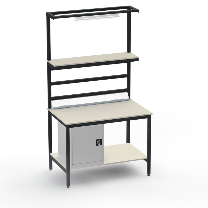 Electronics ESD Workbench | Anti-Static Worktop | Cupboard & Upper & Lower Shelves & Lighting & Electrical