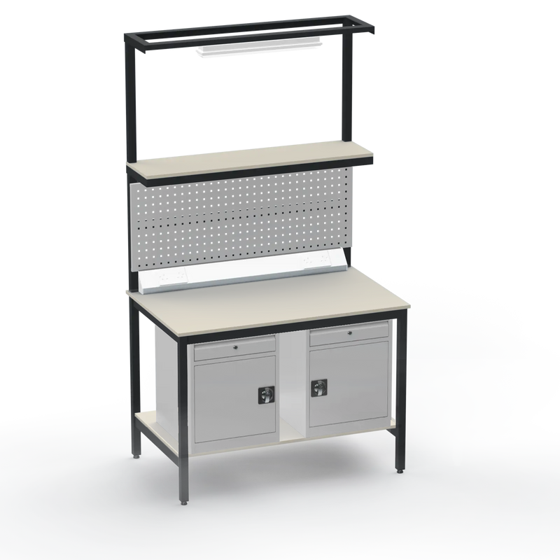 Electronics ESD Workbench | Anti-Static Worktop | Twin Cupboards With Drawer & Tool Panel