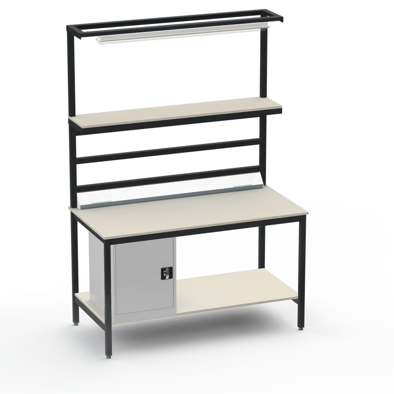Electronics ESD Workbench | Anti-Static Worktop | Cupboard & Upper & Lower Shelves & Lighting & Electrical