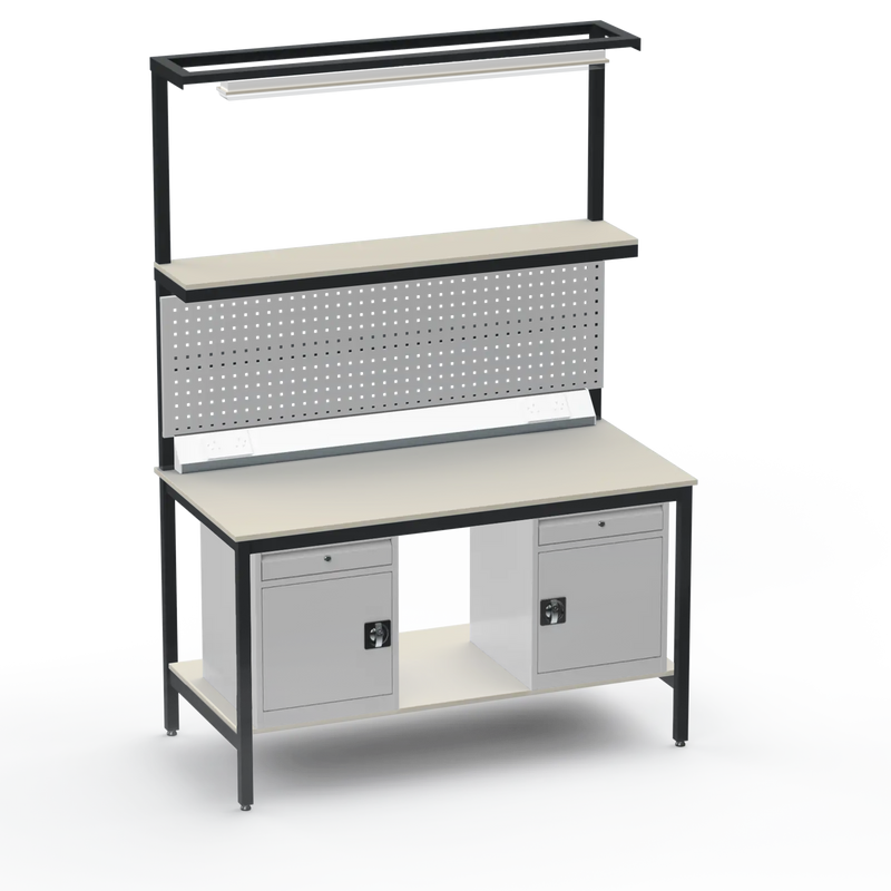 Electronics ESD Workbench | Anti-Static Worktop | Twin Cupboards With Drawer & Tool Panel