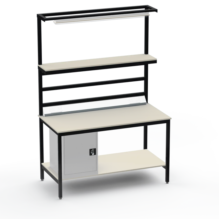 Electronics ESD Workbench | Anti-Static Worktop | Cupboard & Upper & Lower Shelves & Lighting & Electrical