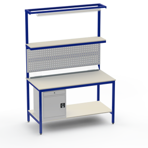 Electronics ESD Workbench | Anti-Static Worktop | Cupboard With Drawer | Tool Panel | Lighting Rail & Electrical