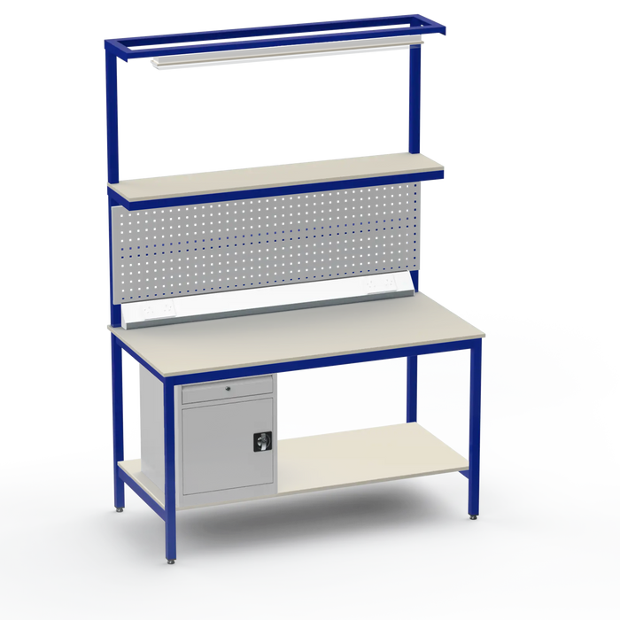 Electronics ESD Workbench | Anti-Static Worktop | Cupboard With Drawer | Tool Panel | Lighting Rail & Electrical