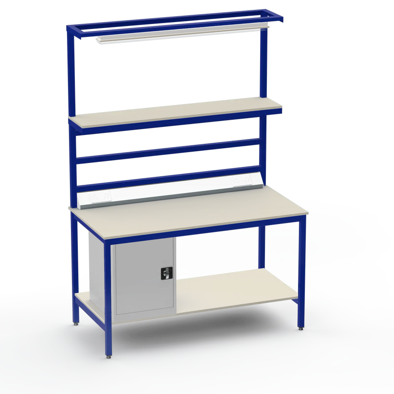 Electronics ESD Workbench | Anti-Static Worktop | Cupboard & Upper & Lower Shelves & Lighting & Electrical