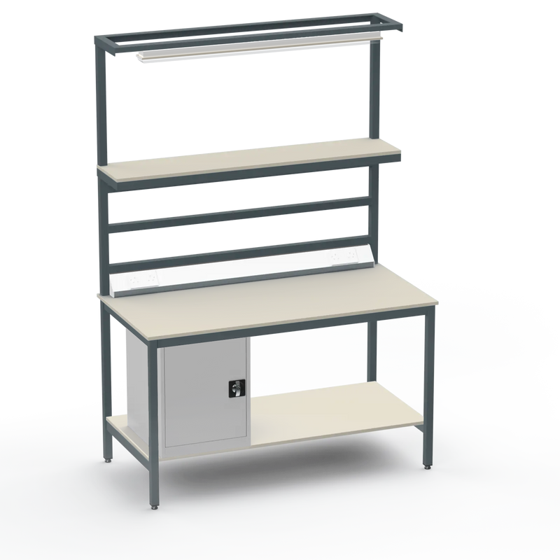 Electronics ESD Workbench | Anti-Static Worktop | Cupboard & Upper & Lower Shelves & Lighting & Electrical