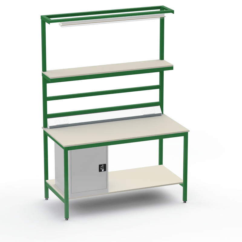 Electronics ESD Workbench | Anti-Static Worktop | Cupboard & Upper & Lower Shelves & Lighting & Electrical
