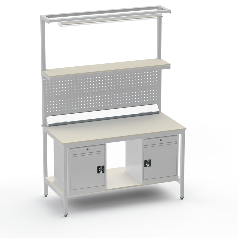 Electronics ESD Workbench | Anti-Static Worktop | Twin Cupboards With Drawer & Tool Panel