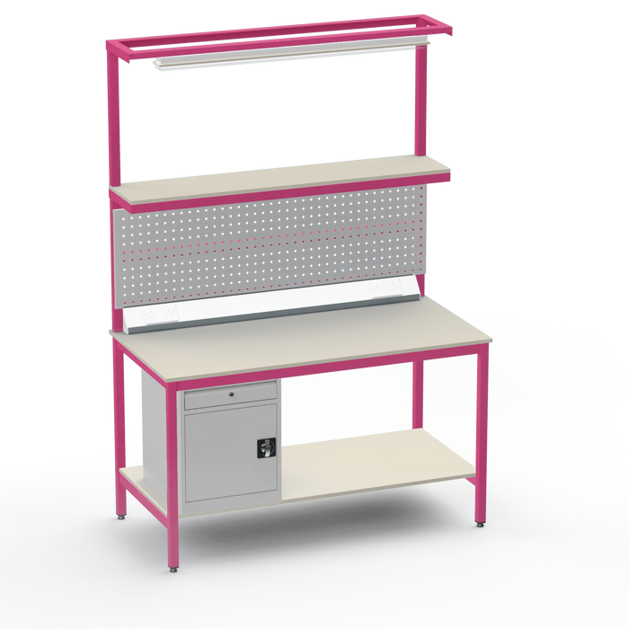 Electronics ESD Workbench | Anti-Static Worktop | Cupboard With Drawer | Tool Panel | Lighting Rail & Electrical