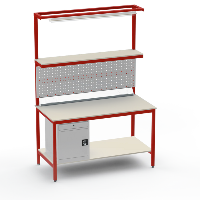 Electronics ESD Workbench | Anti-Static Worktop | Cupboard With Drawer | Tool Panel | Lighting Rail & Electrical
