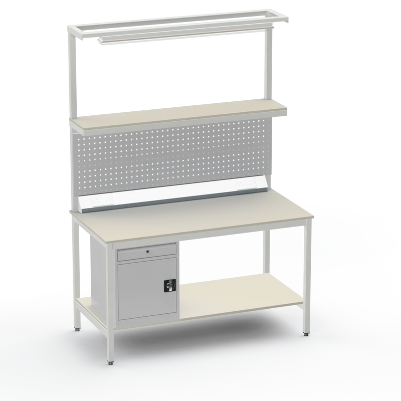 Electronics ESD Workbench | Anti-Static Worktop | Cupboard With Drawer | Tool Panel | Lighting Rail & Electrical