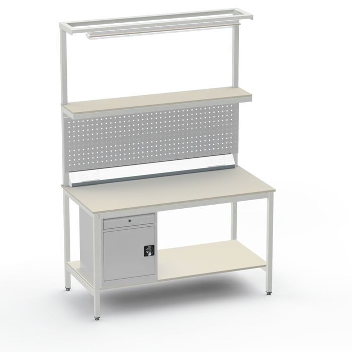 Electronics ESD Workbench | Anti-Static Worktop | Cupboard With Drawer | Tool Panel | Lighting Rail & Electrical