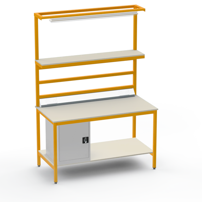 Electronics ESD Workbench | Anti-Static Worktop | Cupboard & Upper & Lower Shelves & Lighting & Electrical