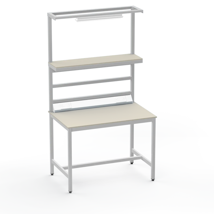 Electronics ESD Workbench | Anti-Static Worktop | Upper Shelf, Lighting Rail, Light Fitting & Worktop Electrical