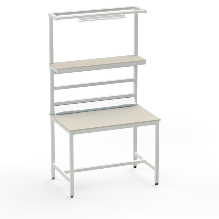 Electronics ESD Workbench | Anti-Static Worktop | Upper Shelf, Lighting Rail, Light Fitting & Worktop Electrical