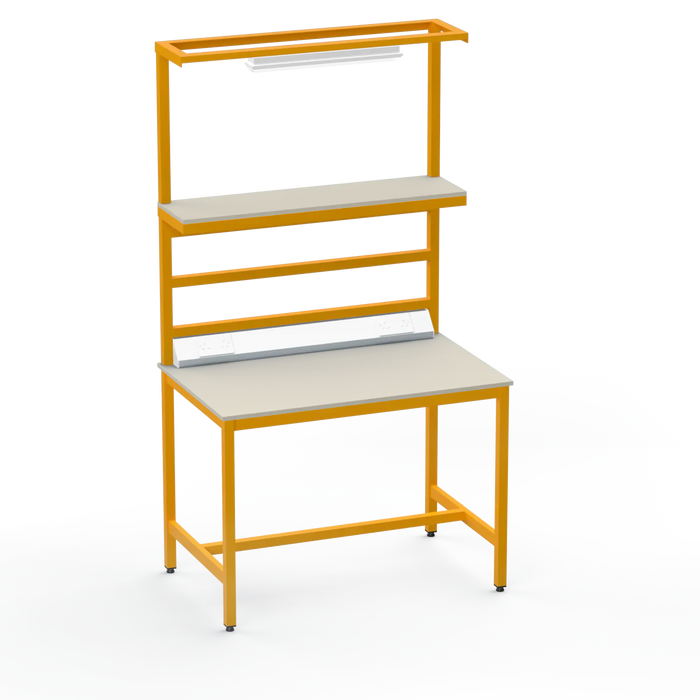 Electronics ESD Workbench | Anti-Static Worktop | Upper Shelf, Lighting Rail, Light Fitting & Worktop Electrical