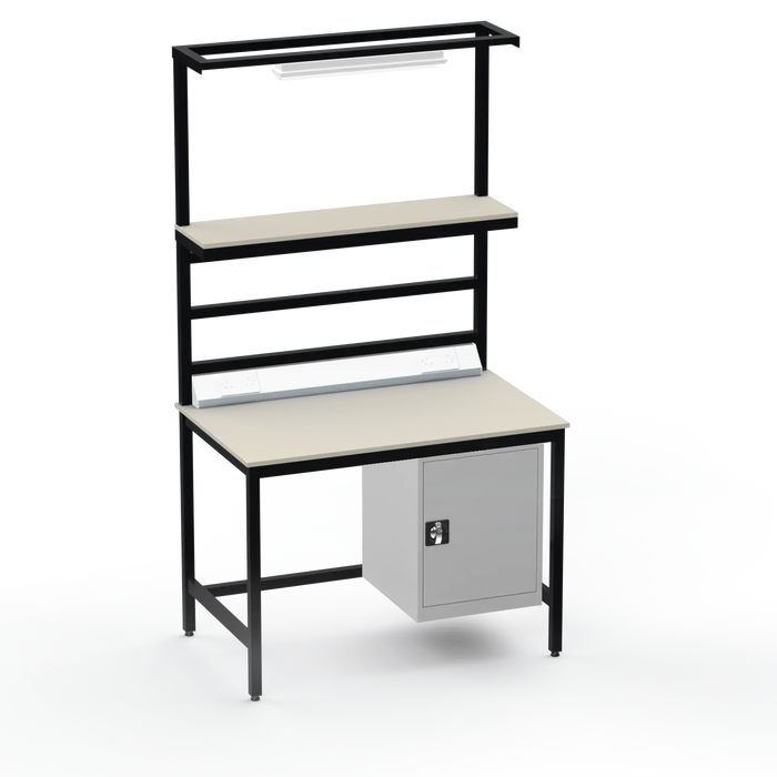 Electronics ESD Workbench | Anti-Static Worktop | Cupboard & Upper Shelf & Lighting Rail & Electrical