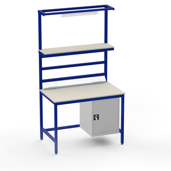 Electronics ESD Workbench | Anti-Static Worktop | Cupboard & Upper Shelf & Lighting Rail & Electrical