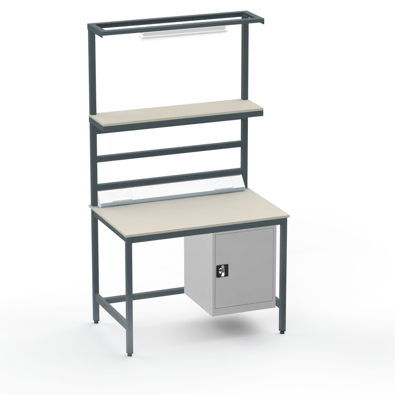 Electronics ESD Workbench | Anti-Static Worktop | Cupboard & Upper Shelf & Lighting Rail & Electrical