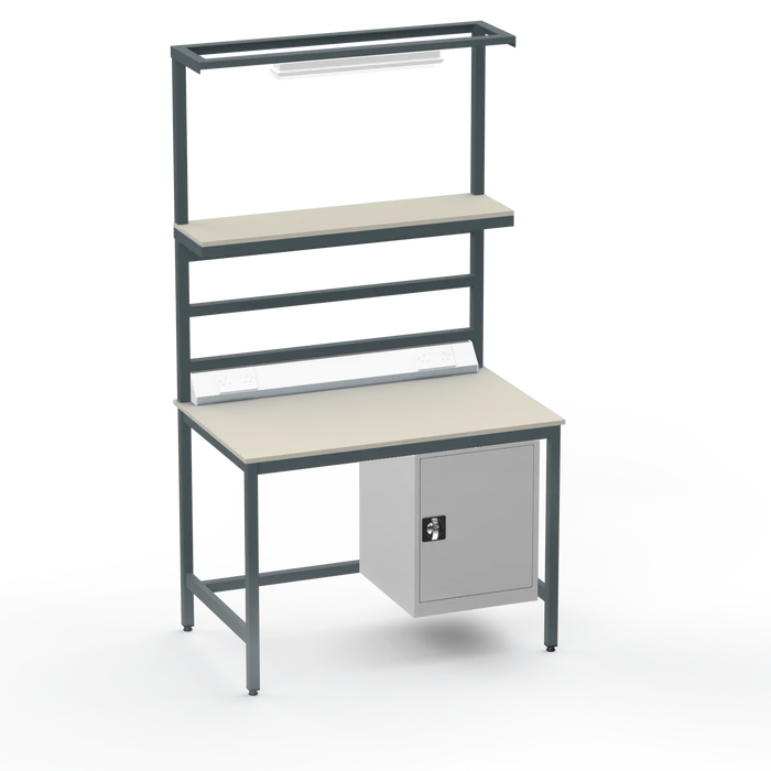 Electronics ESD Workbench | Anti-Static Worktop | Cupboard & Upper Shelf & Lighting Rail & Electrical