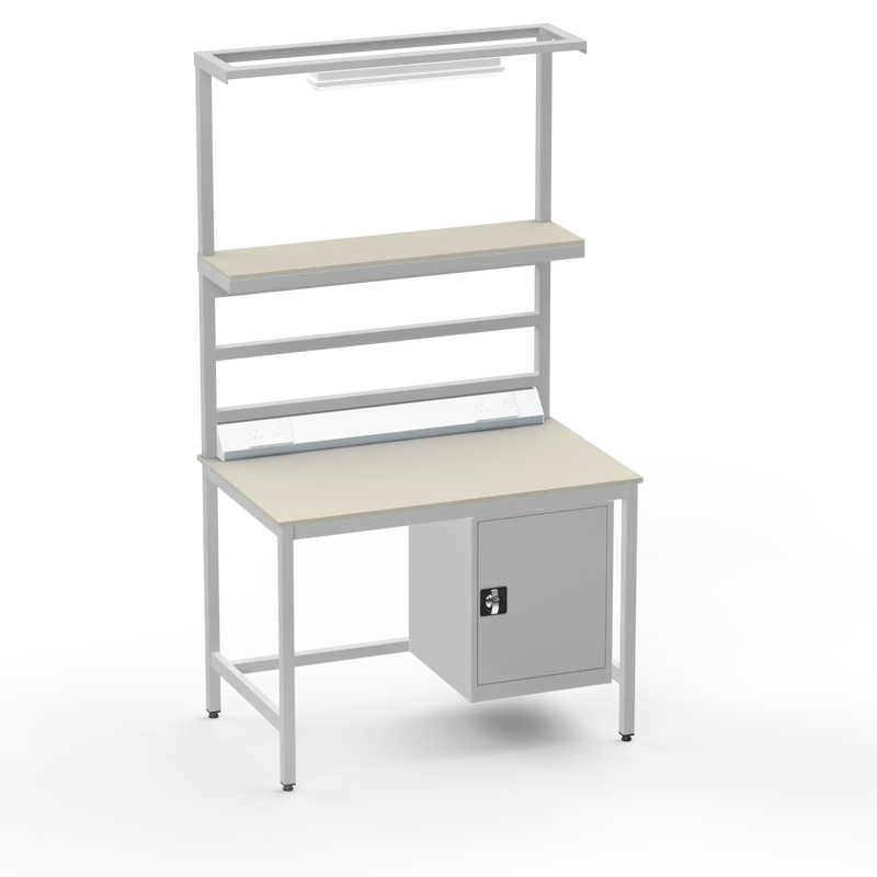 Electronics ESD Workbench | Anti-Static Worktop | Cupboard & Upper Shelf & Lighting Rail & Electrical