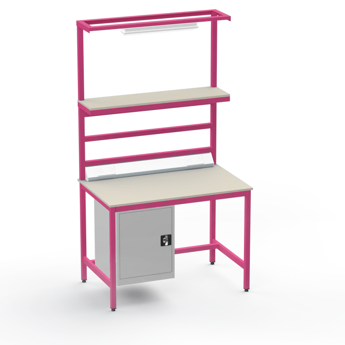 Electronics ESD Workbench | Anti-Static Worktop | Cupboard & Upper Shelf | Lighting Rail & Electrical