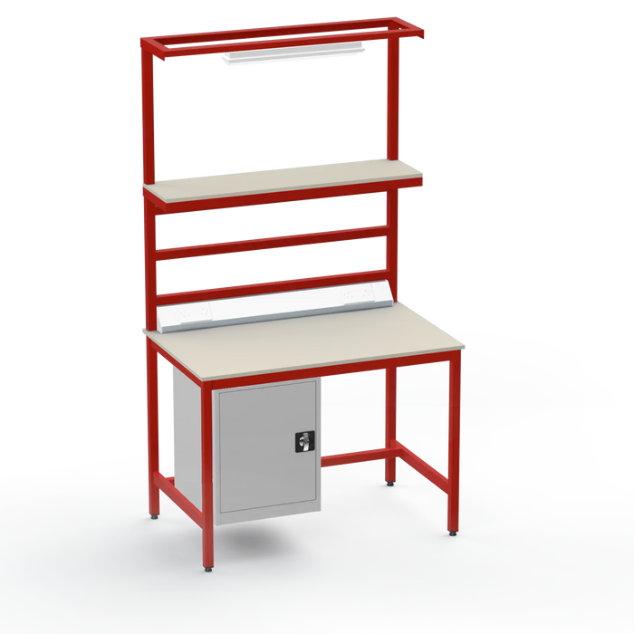 Electronics ESD Workbench | Anti-Static Worktop | Cupboard & Upper Shelf | Lighting Rail & Electrical