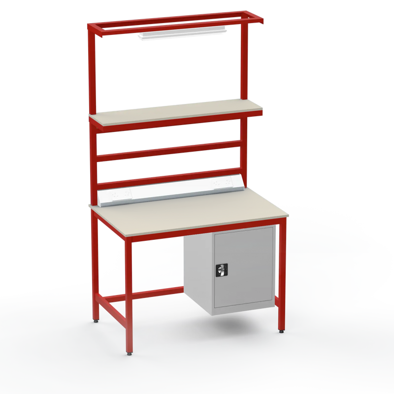 Electronics ESD Workbench | Anti-Static Worktop | Cupboard & Upper Shelf & Lighting Rail & Electrical