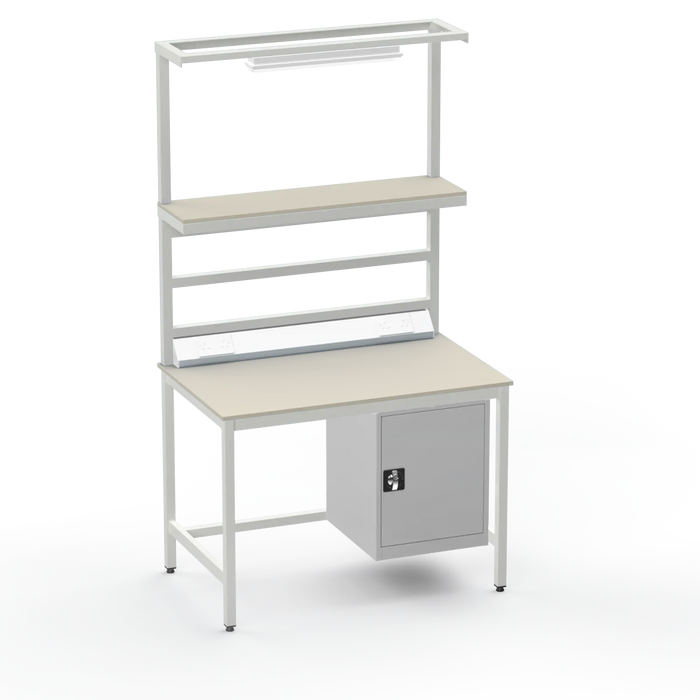 Electronics ESD Workbench | Anti-Static Worktop | Cupboard & Upper Shelf & Lighting Rail & Electrical