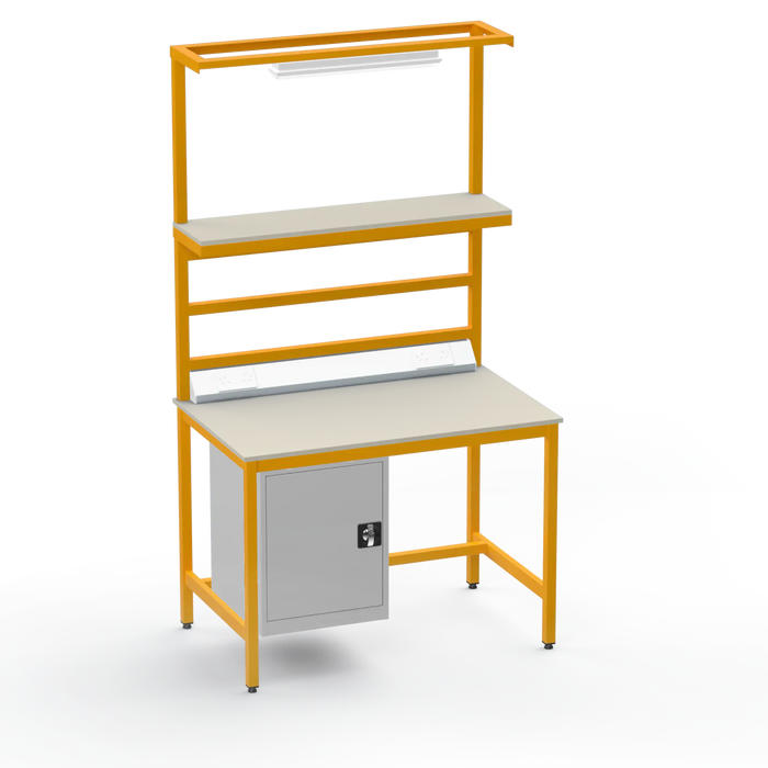 Electronics ESD Workbench | Anti-Static Worktop | Cupboard & Upper Shelf | Lighting Rail & Electrical