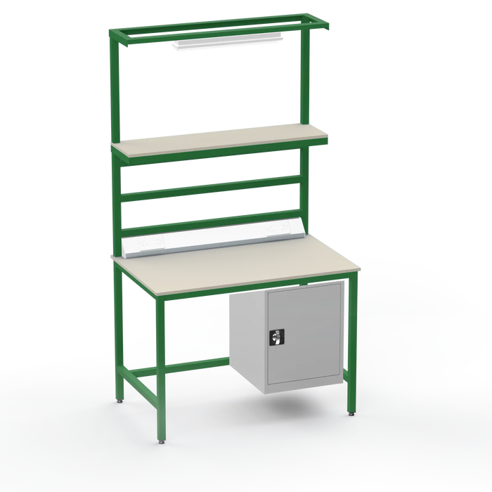 Electronics ESD Workbench | Anti-Static Worktop | Cupboard & Upper Shelf & Lighting Rail & Electrical