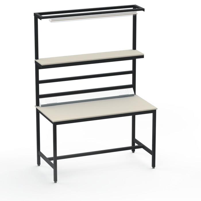 Electronics ESD Workbench | Anti-Static Worktop | Upper Shelf, Lighting Rail, Light Fitting & Worktop Electrical
