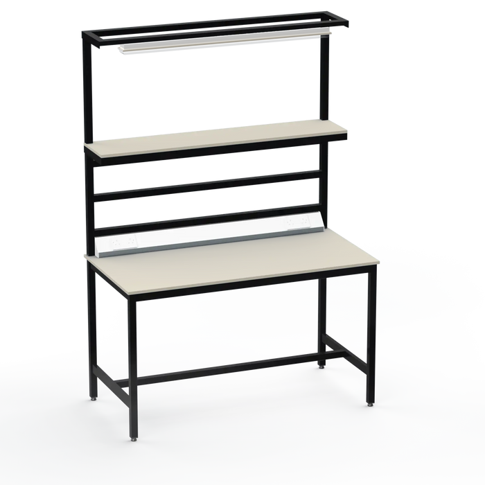 Electronics ESD Workbench | Anti-Static Worktop | Upper Shelf, Lighting Rail, Light Fitting & Worktop Electrical