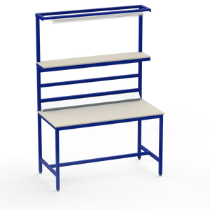 Electronics ESD Workbench | Anti-Static Worktop | Upper Shelf, Lighting Rail, Light Fitting & Worktop Electrical