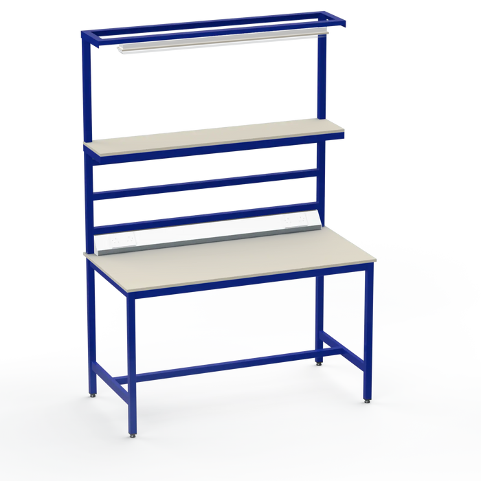 Electronics ESD Workbench | Anti-Static Worktop | Upper Shelf, Lighting Rail, Light Fitting & Worktop Electrical