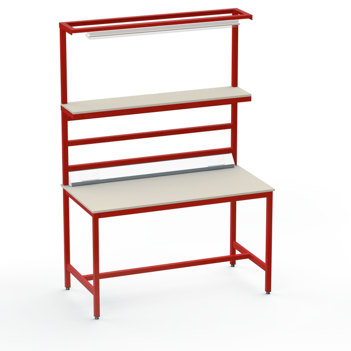 Electronics ESD Workbench | Anti-Static Worktop | Upper Shelf, Lighting Rail, Light Fitting & Worktop Electrical