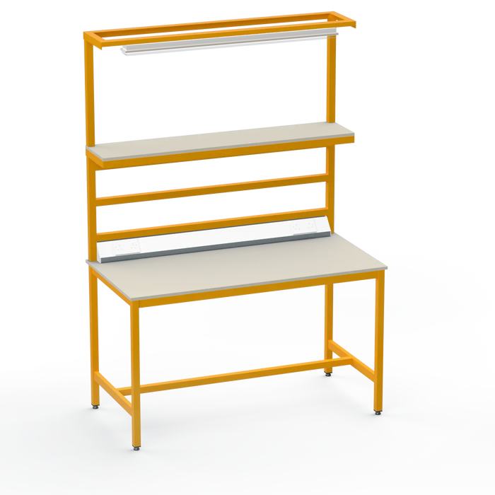 Electronics ESD Workbench | Anti-Static Worktop | Upper Shelf, Lighting Rail, Light Fitting & Worktop Electrical