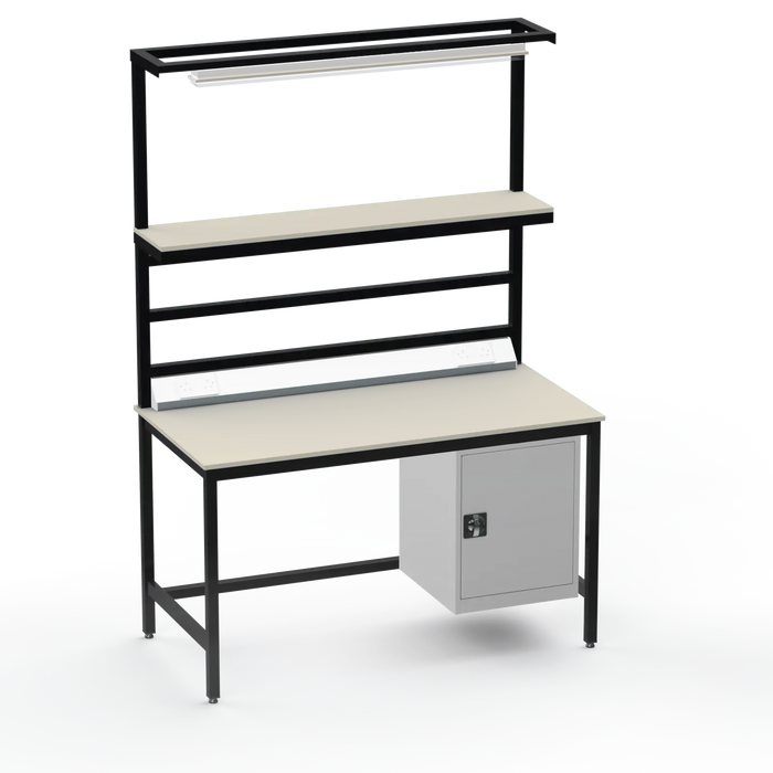 Electronics ESD Workbench | Anti-Static Worktop | Cupboard & Upper Shelf & Lighting Rail & Electrical