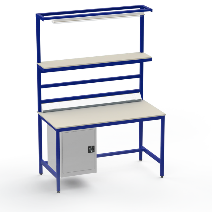 Electronics ESD Workbench | Anti-Static Worktop | Cupboard & Upper Shelf | Lighting Rail & Electrical