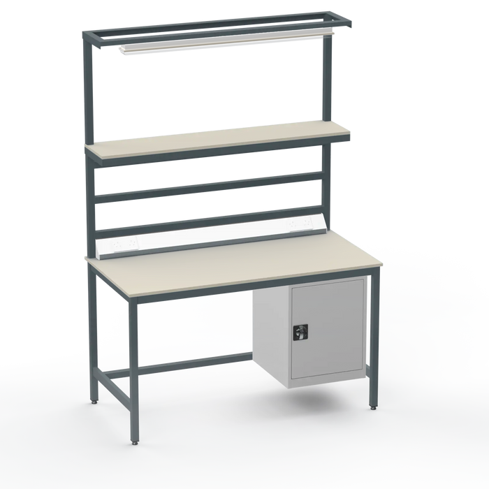Electronics ESD Workbench | Anti-Static Worktop | Cupboard & Upper Shelf & Lighting Rail & Electrical