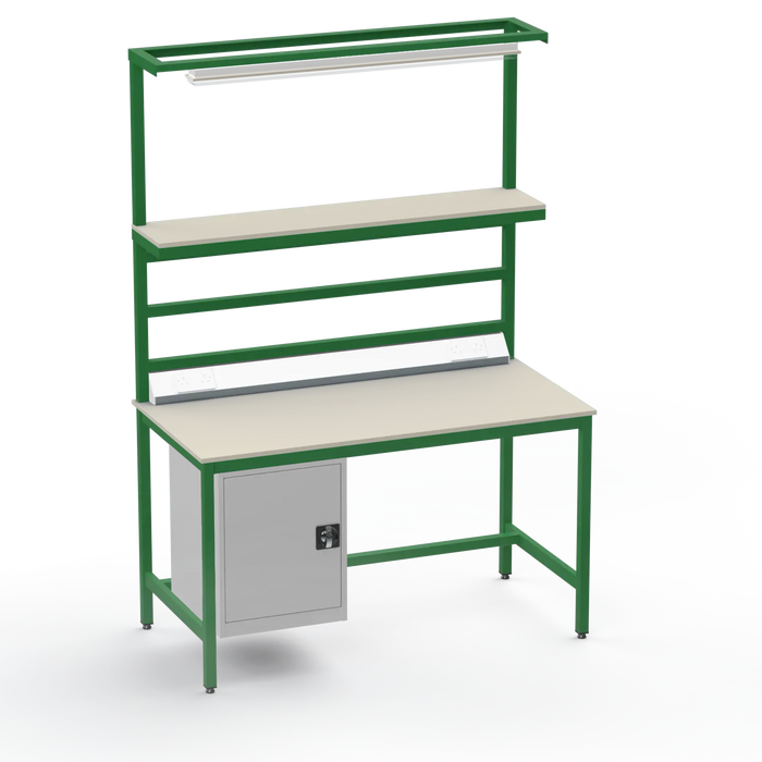 Electronics ESD Workbench | Anti-Static Worktop | Cupboard & Upper Shelf | Lighting Rail & Electrical