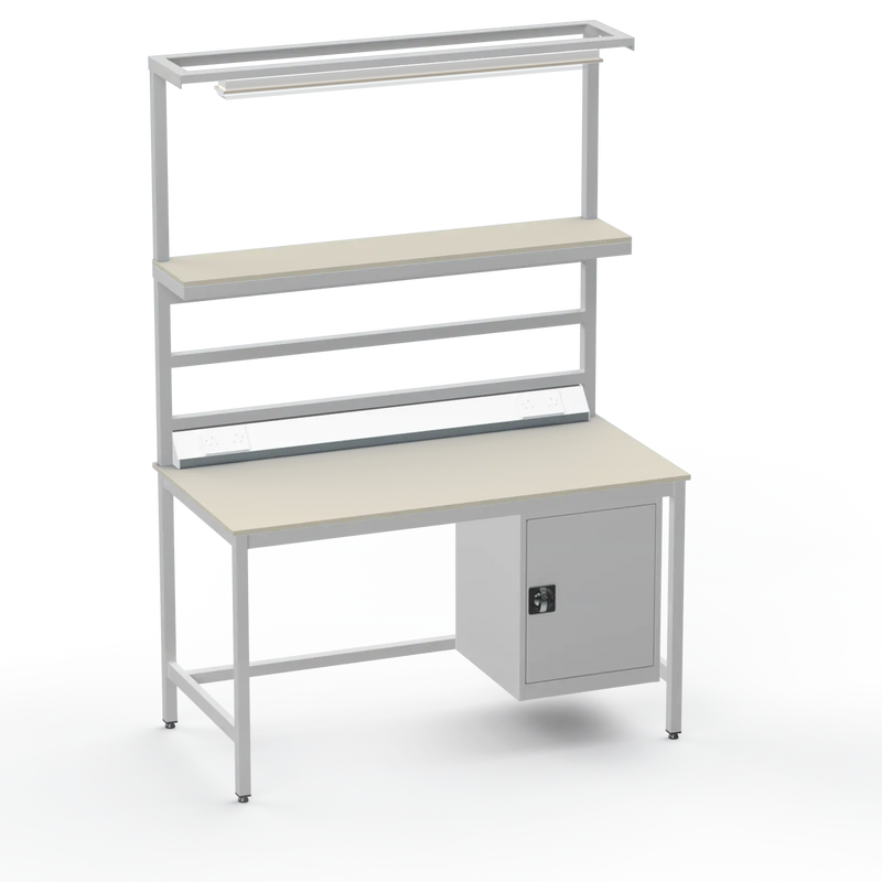 Electronics ESD Workbench | Anti-Static Worktop | Cupboard & Upper Shelf & Lighting Rail & Electrical