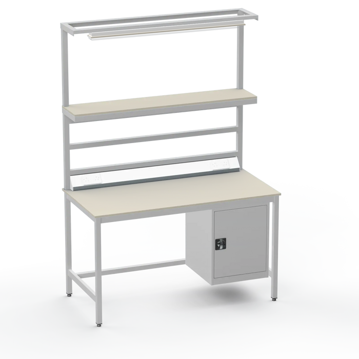 Electronics ESD Workbench | Anti-Static Worktop | Cupboard & Upper Shelf & Lighting Rail & Electrical