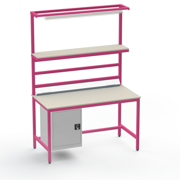 Electronics ESD Workbench | Anti-Static Worktop | Cupboard & Upper Shelf | Lighting Rail & Electrical